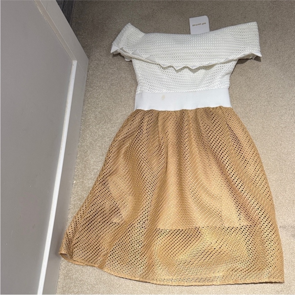 Self-portrait authentic Elegant white Tan dress